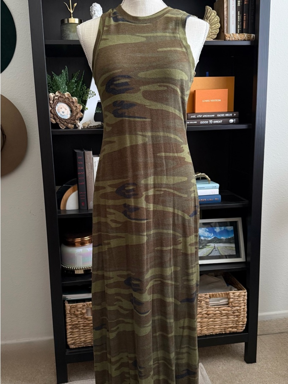 Sleeveless Cotton Camo Maxi Dress
